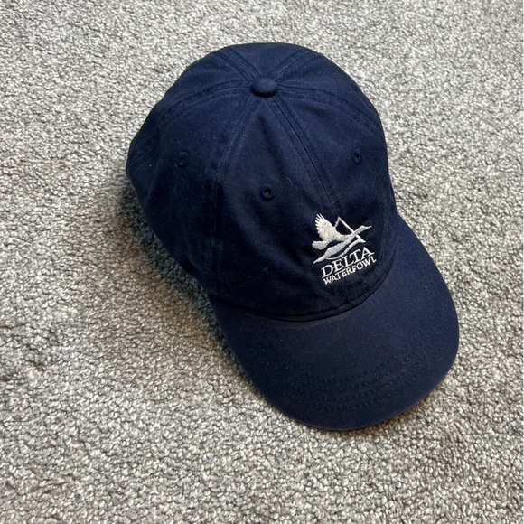 Other - vintage delta waterfowl‎ hat mens blue white cap adjustable duck hunting outdoor